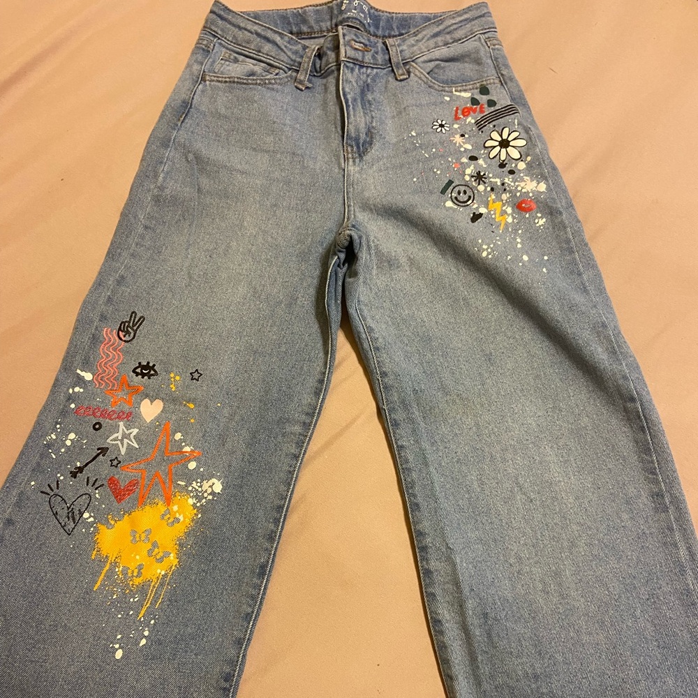 Trendy blue jeans.
